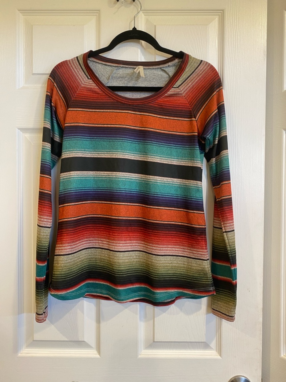 Roper Multicolor Striped Long-Sleeve Tee in Orange, Teal, Red, Black